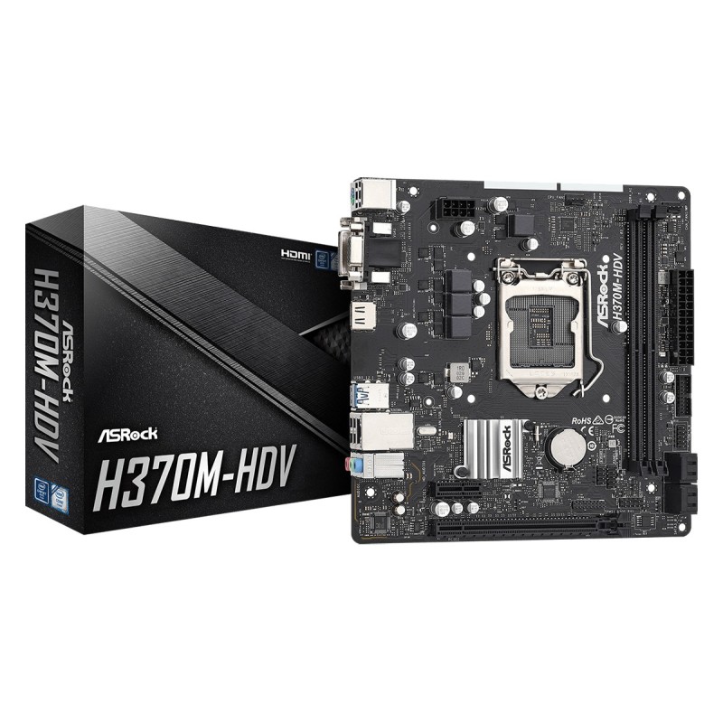 ASRock H370M-HDV mATX Mainboard Sockel 1151 v2 HDMI/DVI/VGA/USB3.2 Gen1